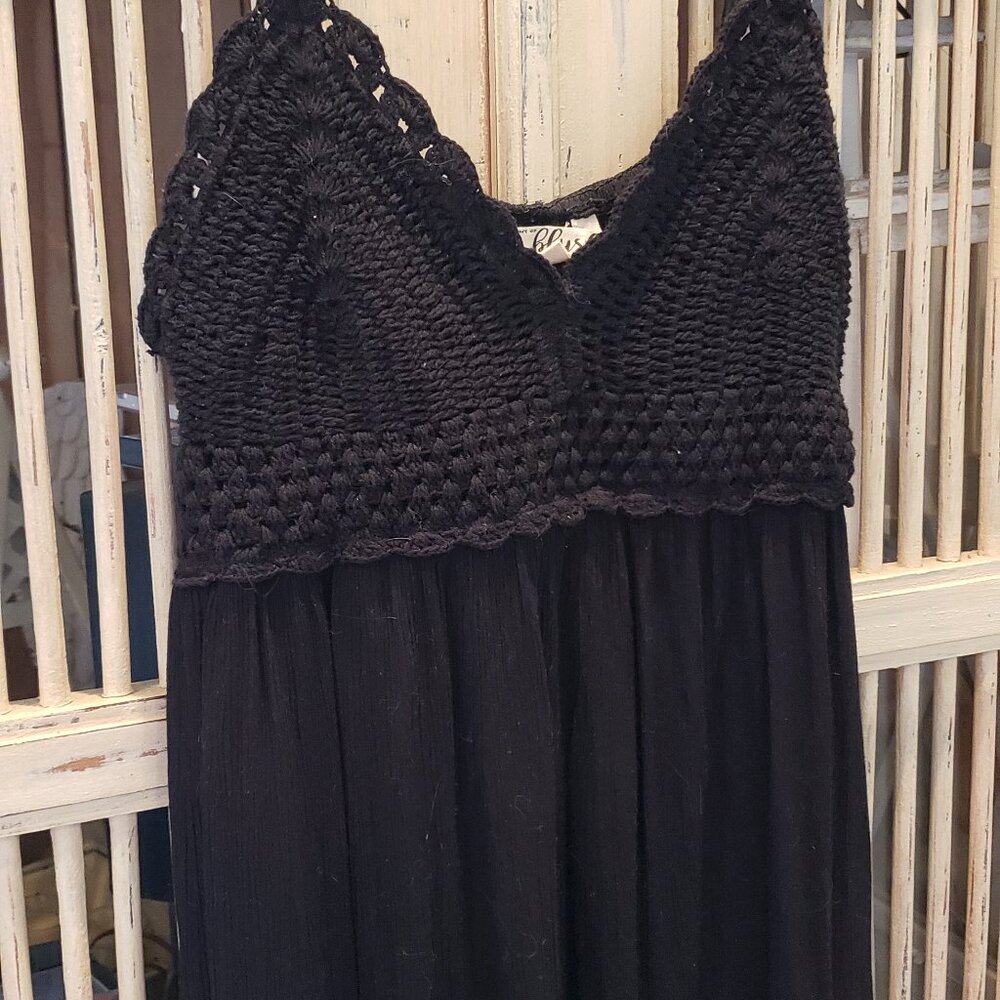 Blush Black Crochet and Ruffle Sun Dress